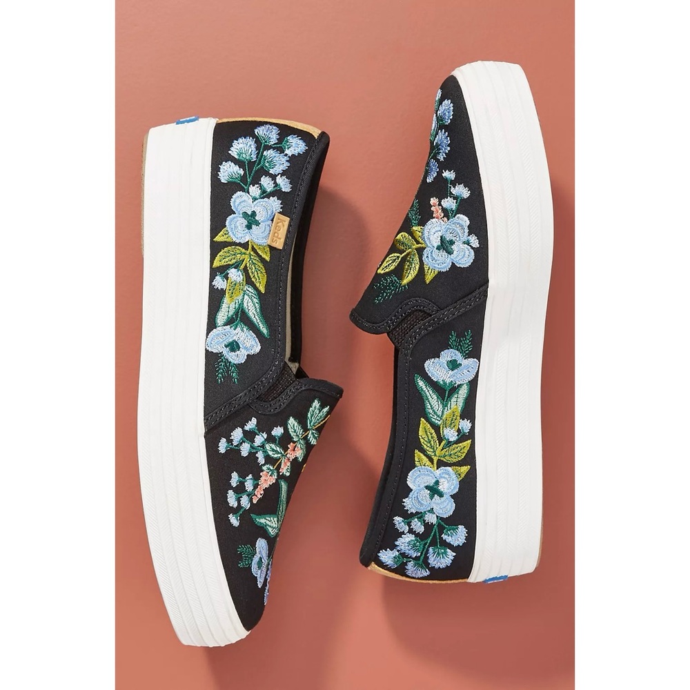 Keds Black Floral Embroidered Sneakers